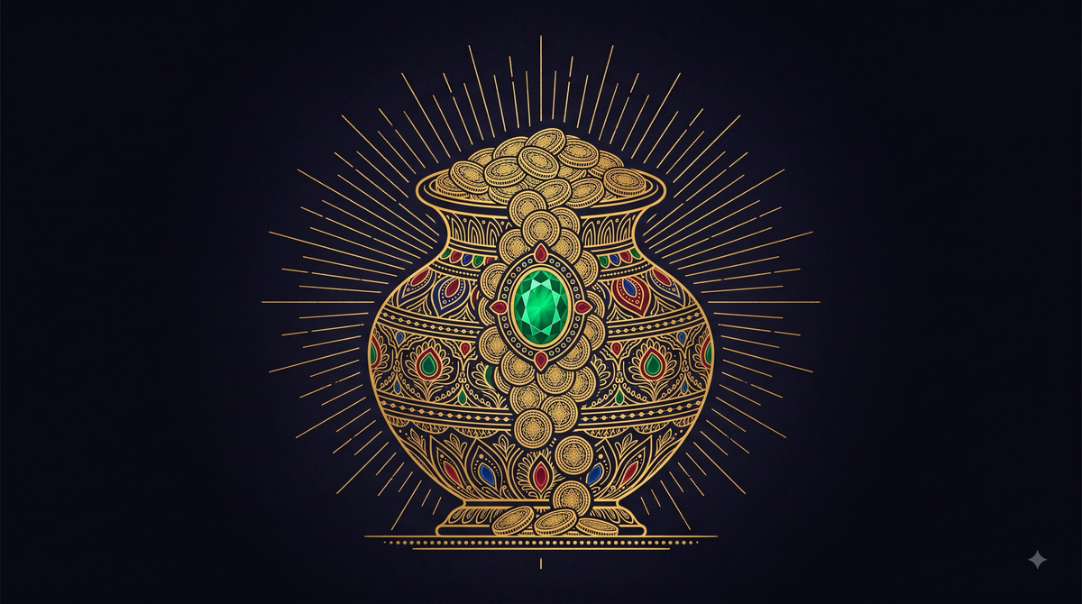 Akshaya Tritiya — gold-line festival illustration